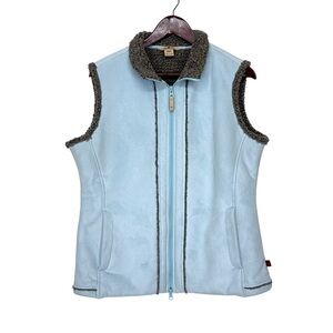 Woolrich Baby Blue Full Zip Vest With Gray Teddy Trim & Lining Size Large